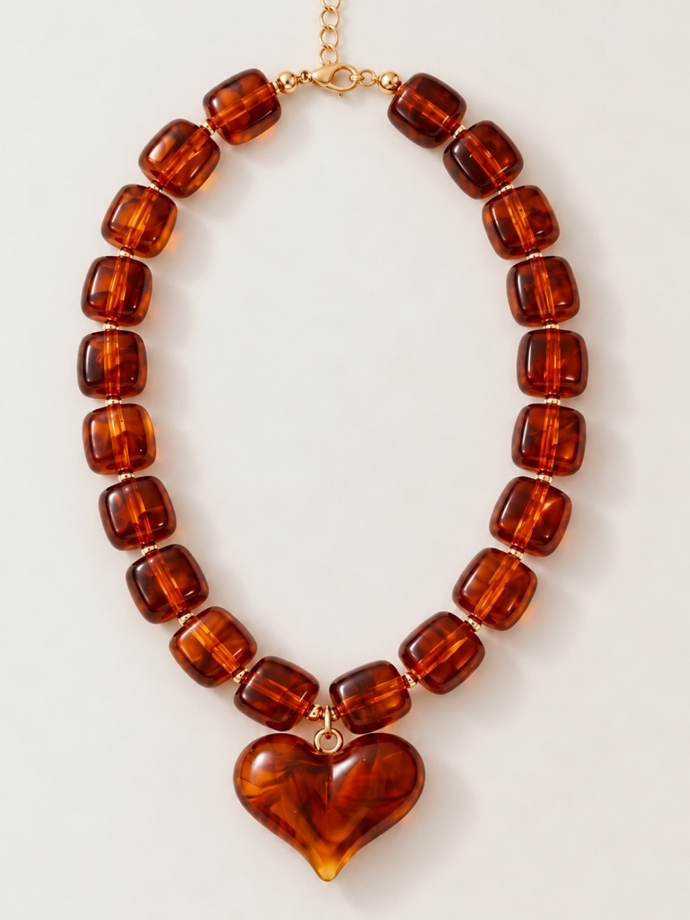 New! Amber Brown Beaded Trendy Fall Statement Necklace NWOT